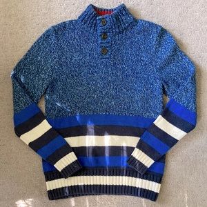 LANDS' END blue mock neck sweater, Medium (10-12).
